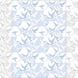 Inke Heiland Muurprint Duiven Blauw - Wallprint Doves Blue - Wandbild Taube Blau